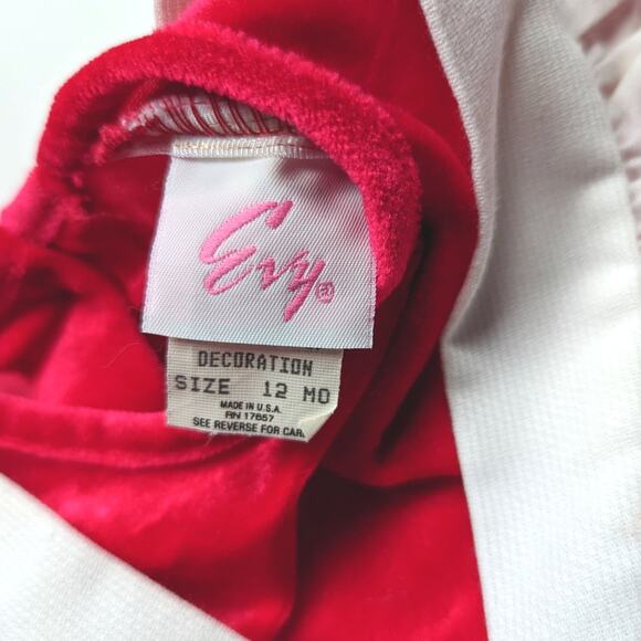 Vintage Evy Romper Baby Girls Size 12m Red Velvet Christmas Holiday - Picture 4 of 4